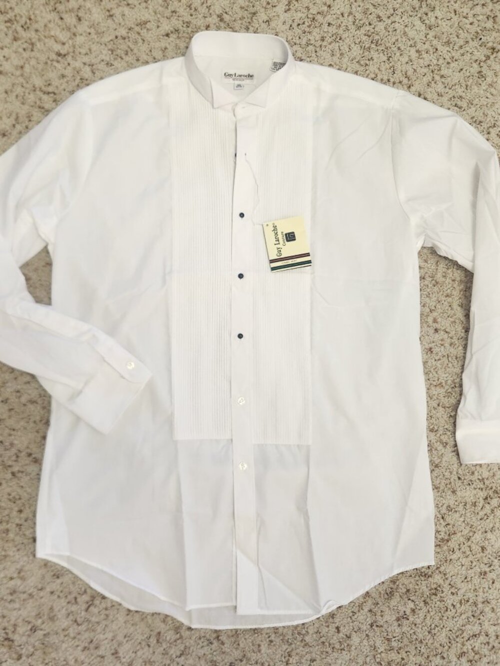 men's tuxedo shirt 15 1/2 Guy Laroche vintage 1980s wing collar NEW